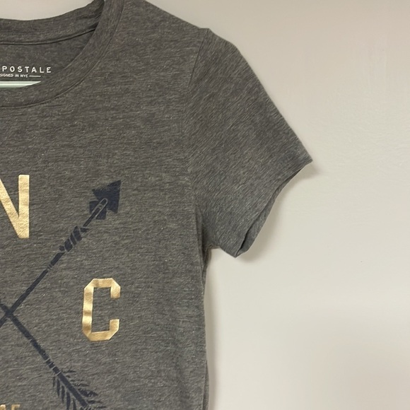 Aeropostale Grey tee with  metallic graphic , Medium - Picture 5 of 7